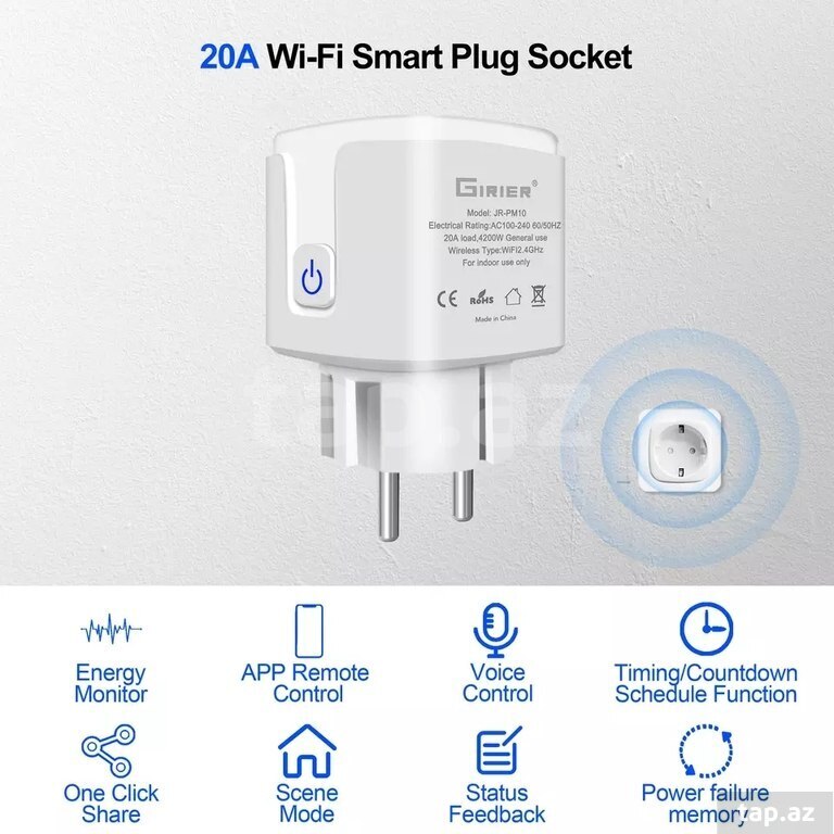 Tuya Wifi Smart Plug Socket Rozetka 20A (6)