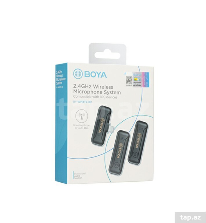 "Apple iPhone" üçün "Boya" wireless yaxa mikrofonu