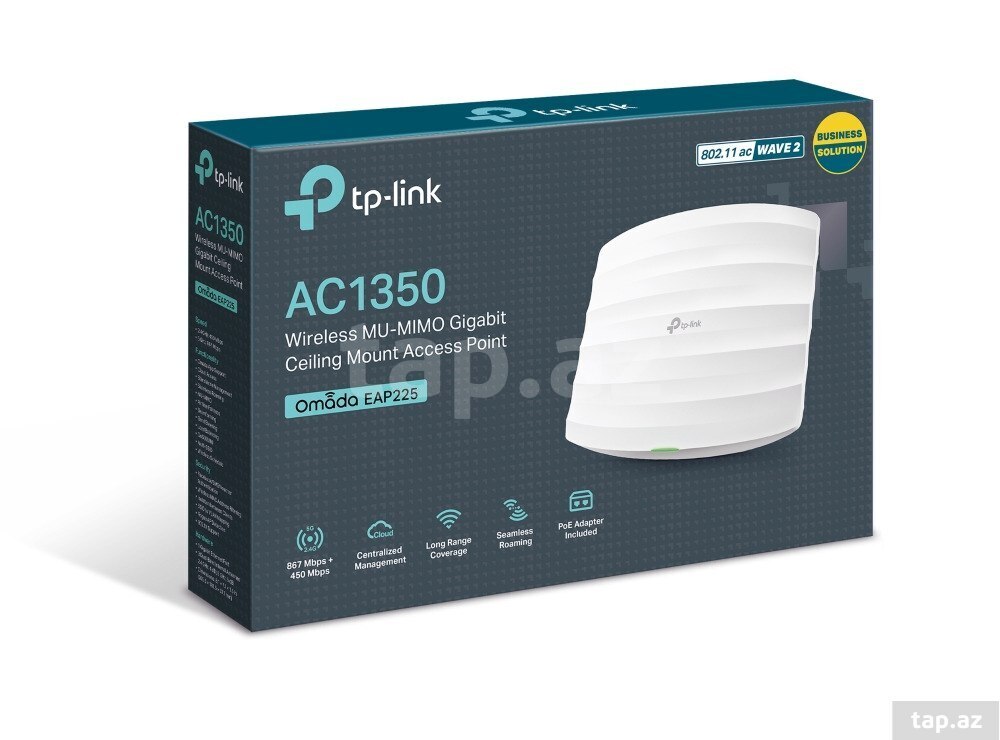 TP-Link EAP225 AC1350 Wireless Dual Band Ceiling Mount Access Point