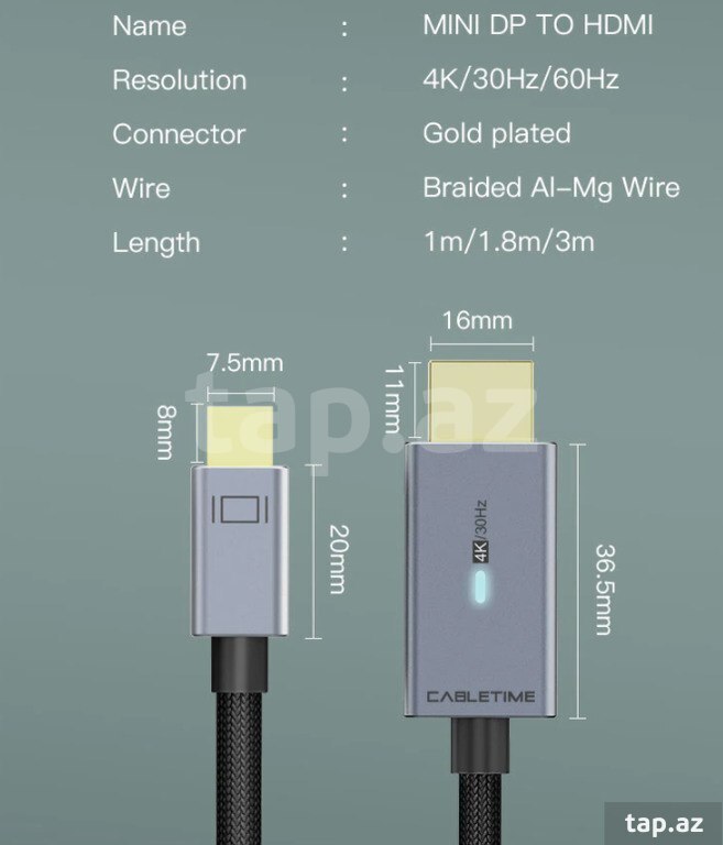 Kabel 4K 60hz "Mini Display to HDMI" (2)