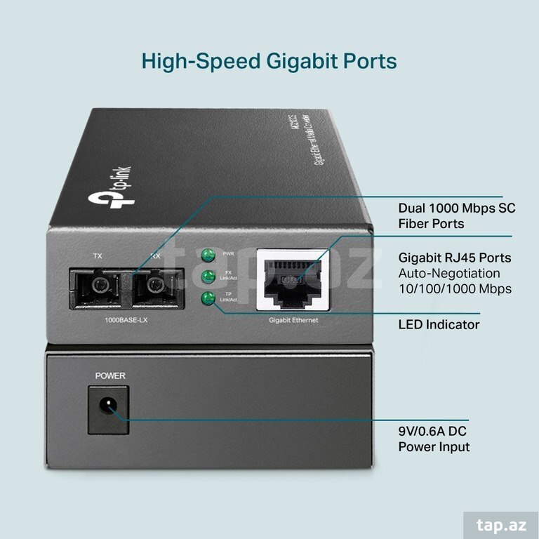 Şəbəkə avadanlığı "TP-Link MC210CS Gigabit Single-Mode Media Converter" (7)
