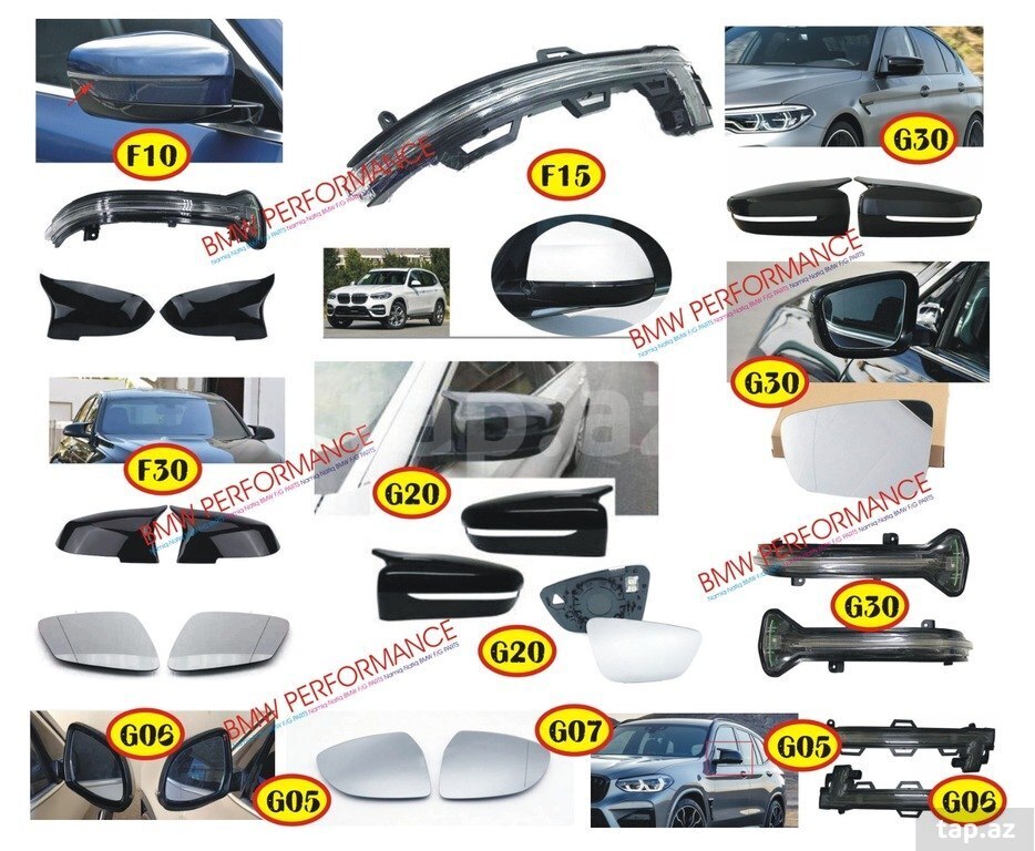 "BMW G30, G20, G05, F10, F30, F15"  güzgü qapaqları