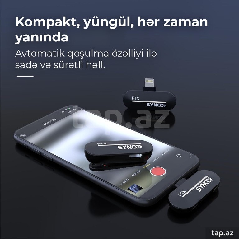 “Synco P1X L” telefon üçün simsiz yaxa mikrofonu (Apple iPhone, 1 nəfərlik) (4)