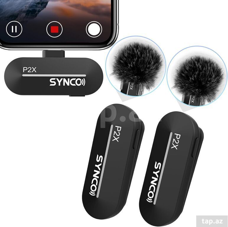 “Synco P2X T” telefon üçün simsiz yaxa mikrofonu (Type-C, 2 nəfərlik) (12)