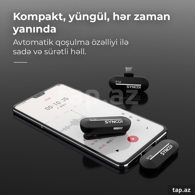 “Synco P2X T” telefon üçün simsiz yaxa mikrofonu (Type-C, 2 nəfərlik) (4)