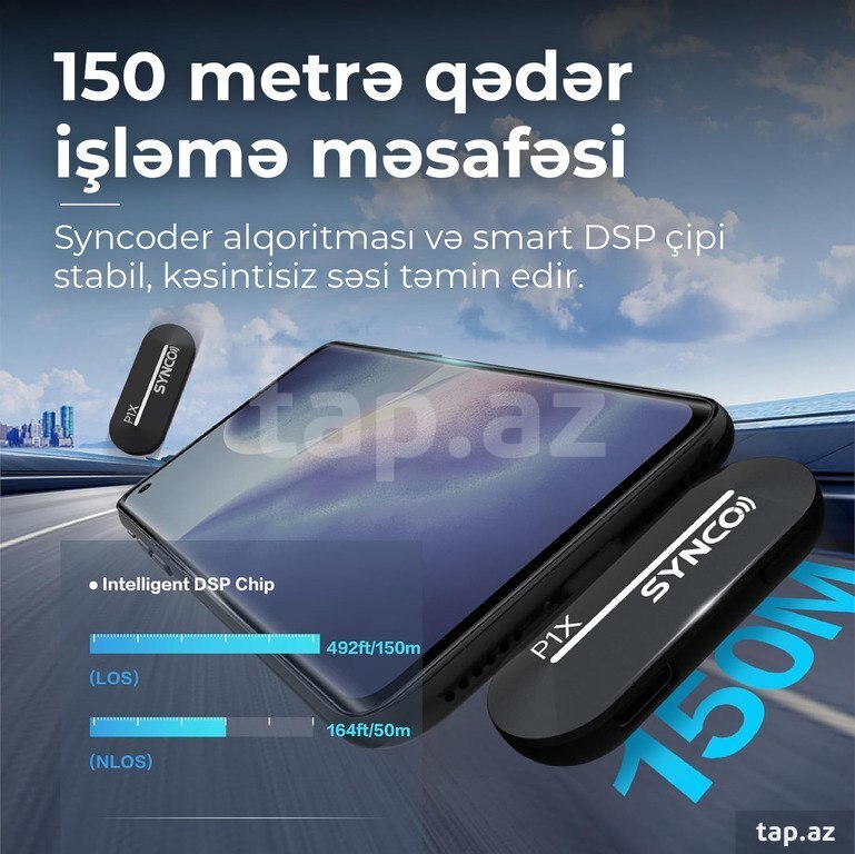 “Synco P2X T” telefon üçün simsiz yaxa mikrofonu (Type-C, 2 nəfərlik) (5)