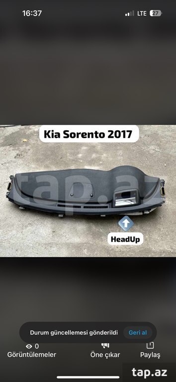 "Kia Sorento 2015-2019" headuplı ön paneli