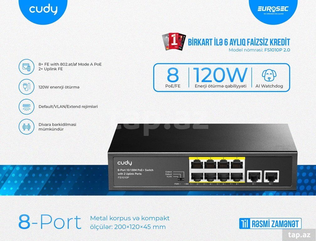 8 Port FE-PoE Switch "Cudy FS1010P | 2.0"