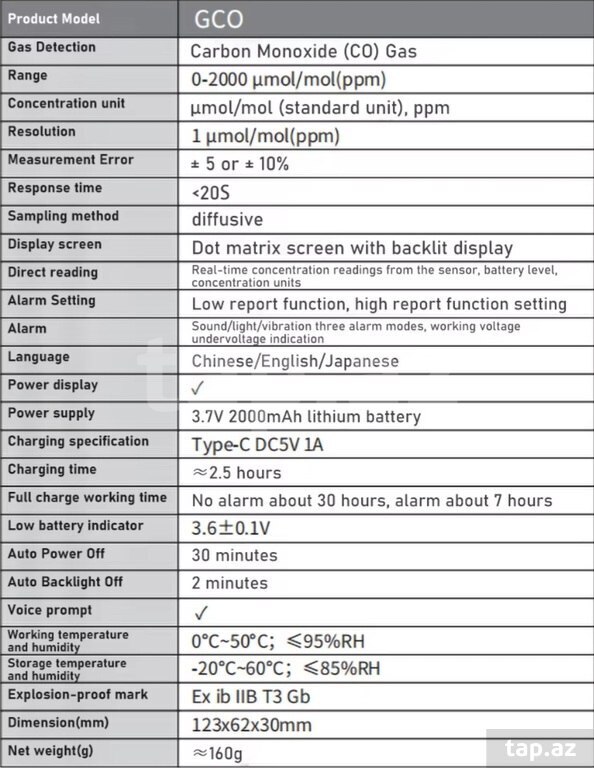 Karbonmonoksid qaz detektoru (C0) (2)
