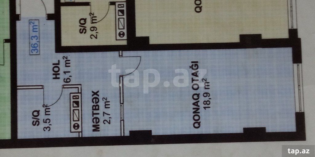 1-otaqlı yeni tikili, Xırdalan ş., 36.3 m²
