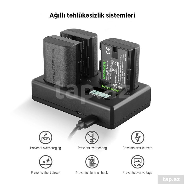 "Neewer" LP-E6 batareya və adapter dəsti (3)