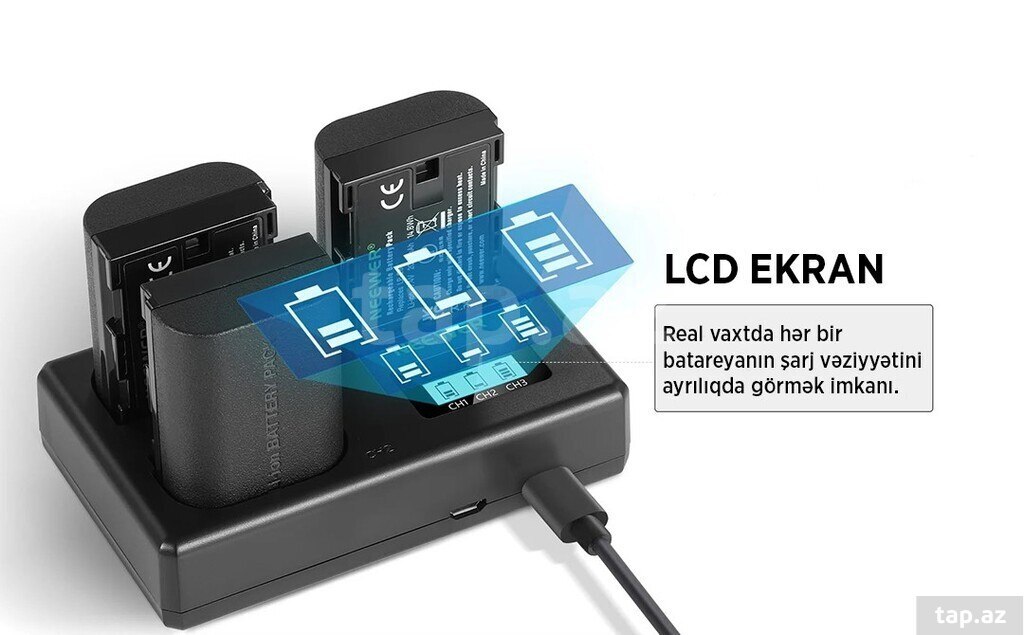 "Neewer" LP-E6 batareya və adapter dəsti (4)