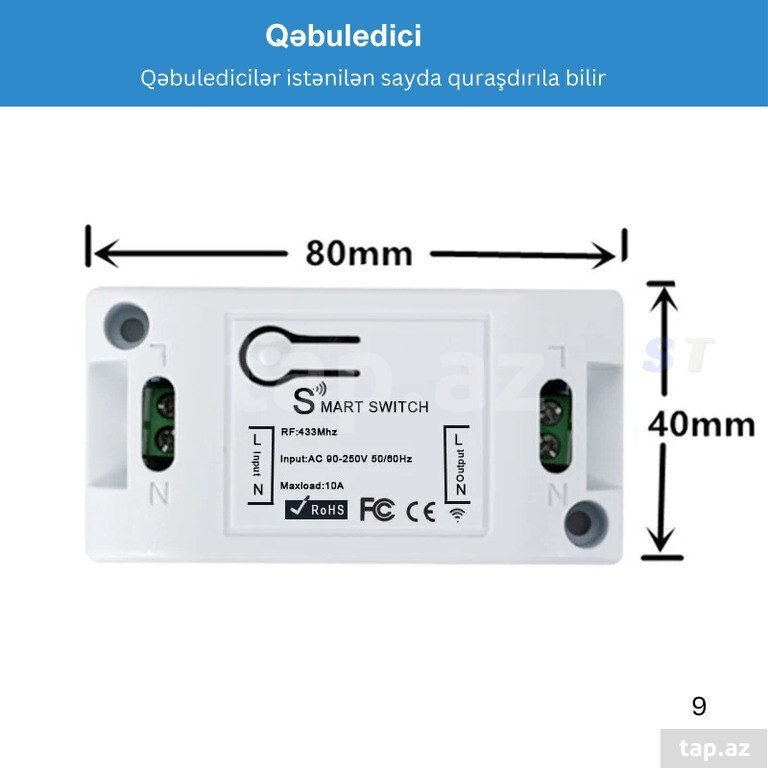 433MHz naqilsiz elektrik açarı (10)