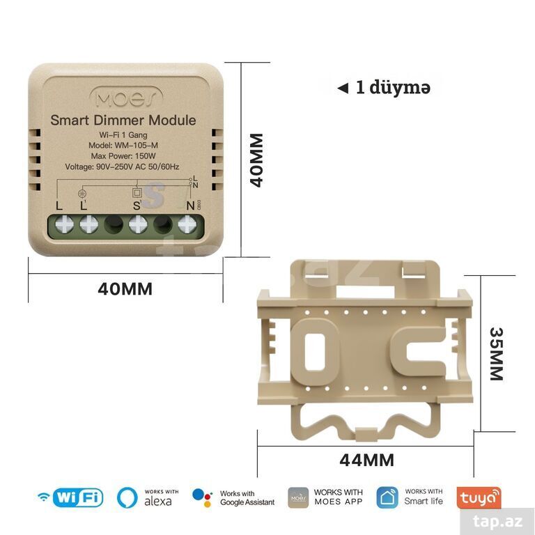 Tək çıxışlı ağıllı wifi dimmer modul