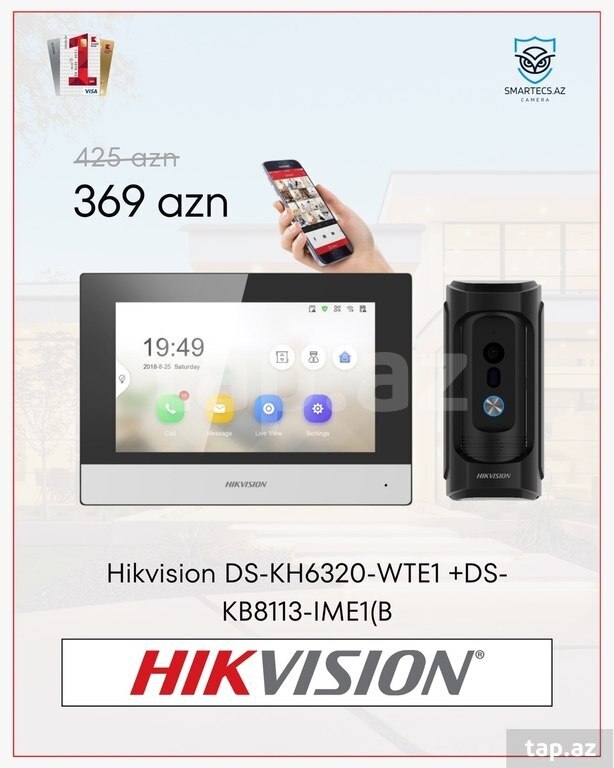 "Hikvision DS-KH6320-WTE1 + DS-KV8113-IMEI1(B)" domofon dəsti