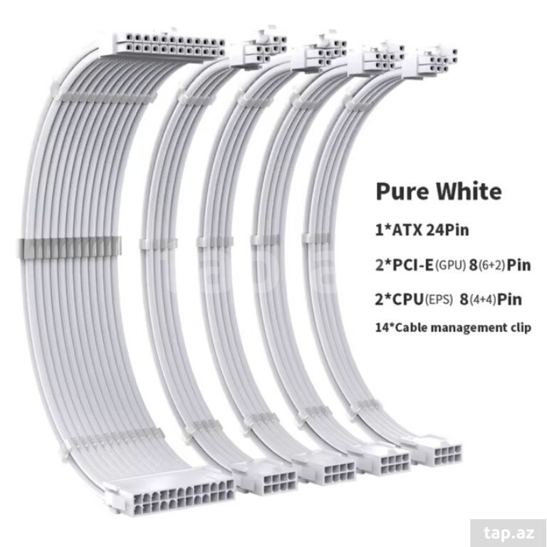 PSU Extension Cable Kit Solid Color Cable Solid Combo ATX 24Pin PCI-E 8Pin CPU 8Pin. (3)