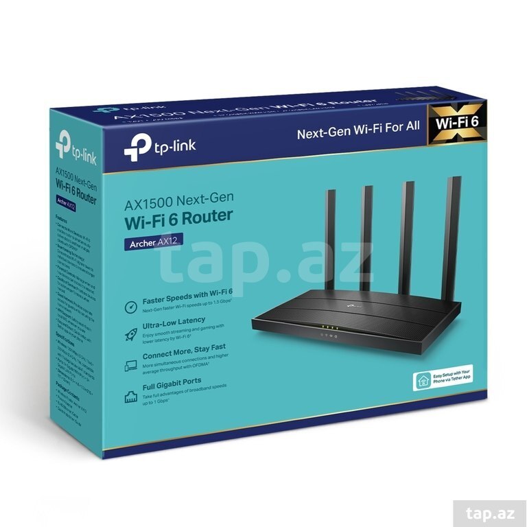 Router "TP-Link Archer AX12 AX1500 Wi-Fi 6"
