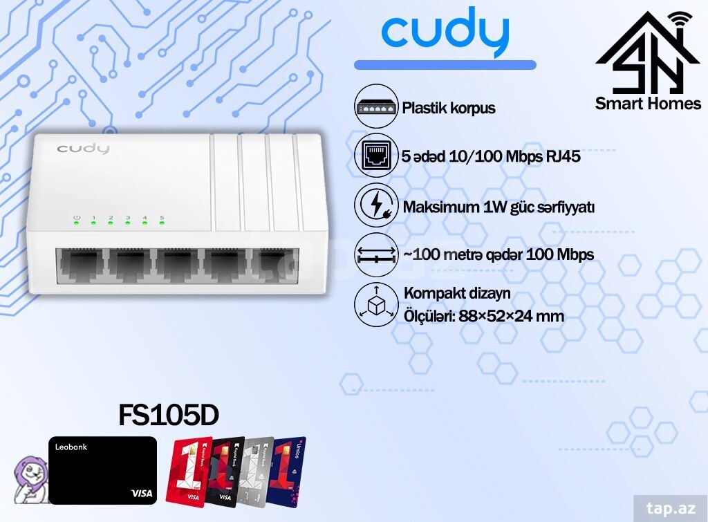 "Cudy" 5-Port & 8-Port 10/100Mbps Desktop Switch FS105D