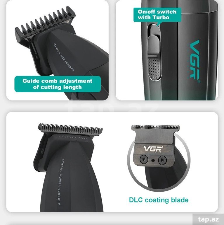 Professional təraş aparatı "VGR 906 2000MAH 9000RPM Ceramic Blades" (4)
