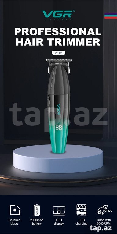 Professional təraş aparatı "VGR 906 2000MAH 9000RPM Ceramic Blades" (6)
