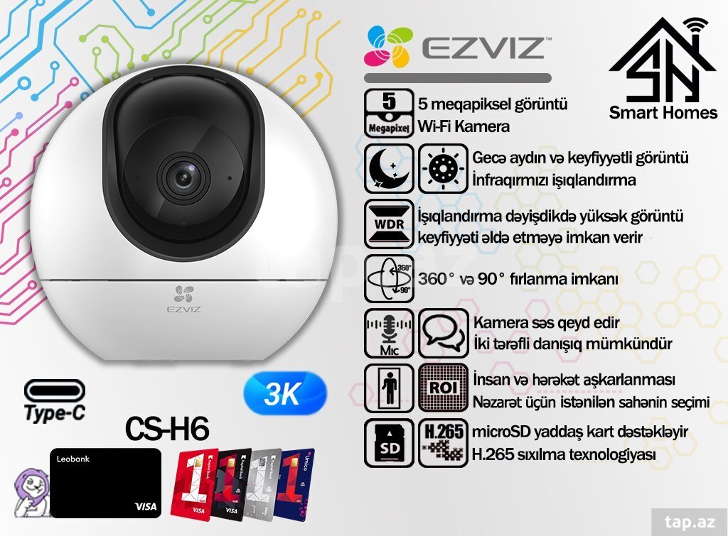"EZVİZ" CS-H6 Wi-Fi kamera 360