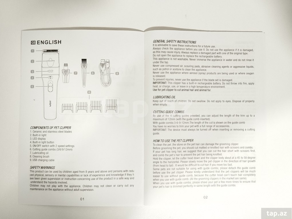 İt, pişik qırxan "VGR 225 2000mAh 2 speed 6500-7000RPM" (18)