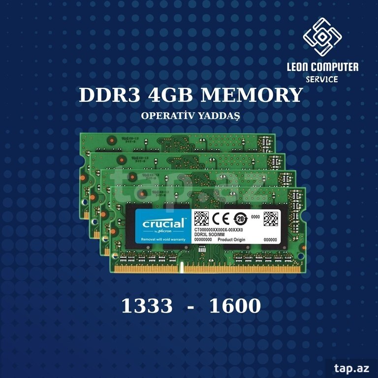 Operativ yaddaş (RAM) "Crucial 4GB DDR3 SODIMM Memory"