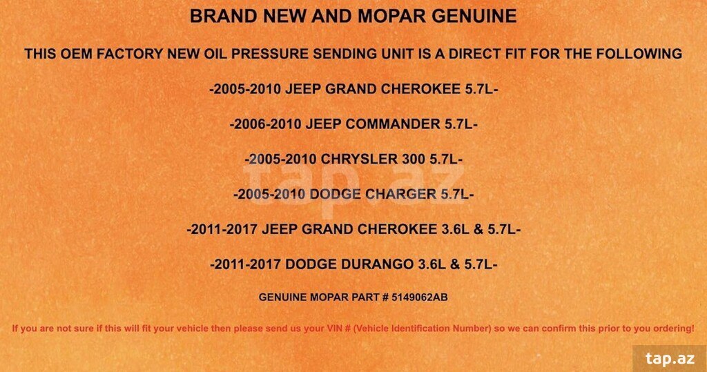 "Dodge Charger, Chrysler" yağ təzyiqi sensoru (3)
