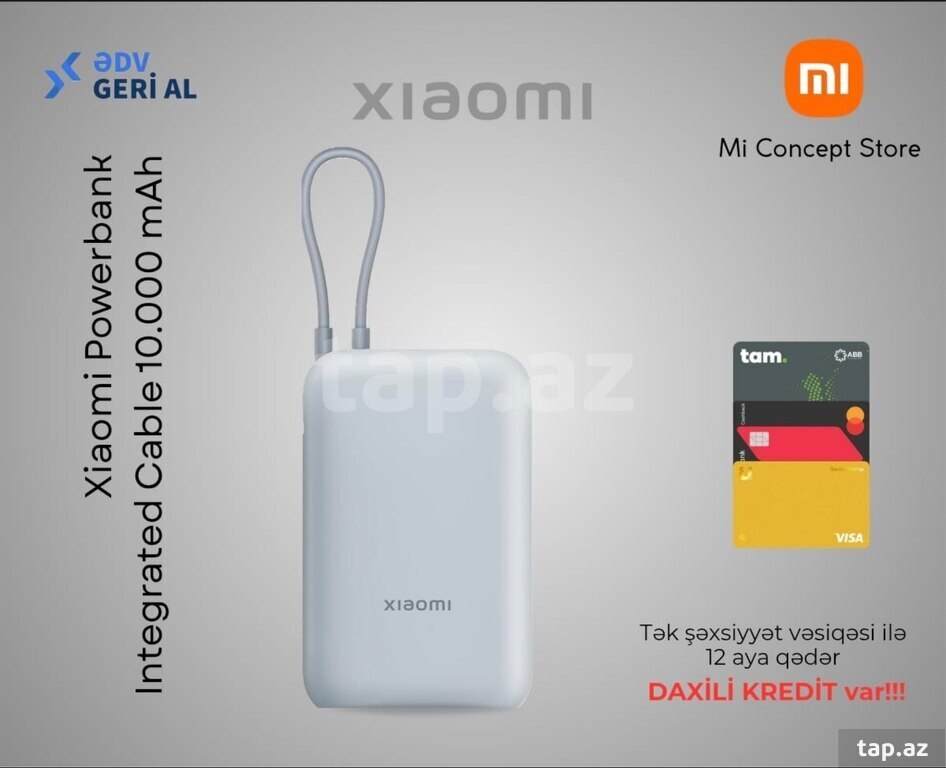 Power bank "Xiaomi Integrated Cable 10000 mAh Blue"