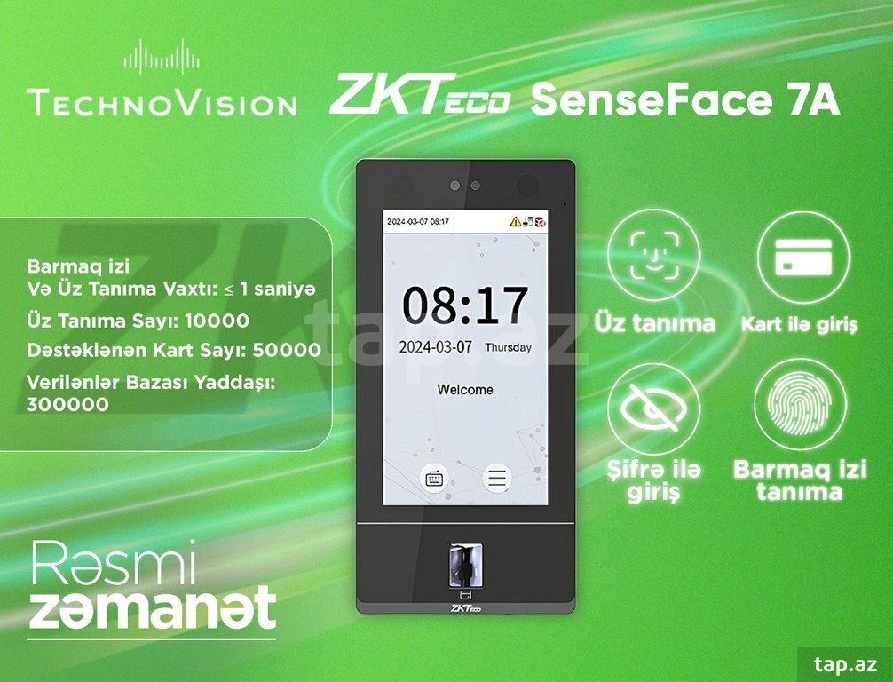 ZKTeco SenseFace 7A üz tanıma cihazı