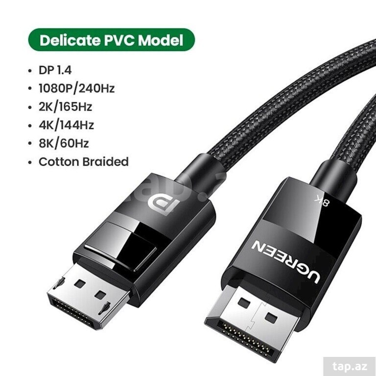 Cable UGREEN  DP114  80390  DP Male to male1.4 Cable 8K/60HZ 1m (3)