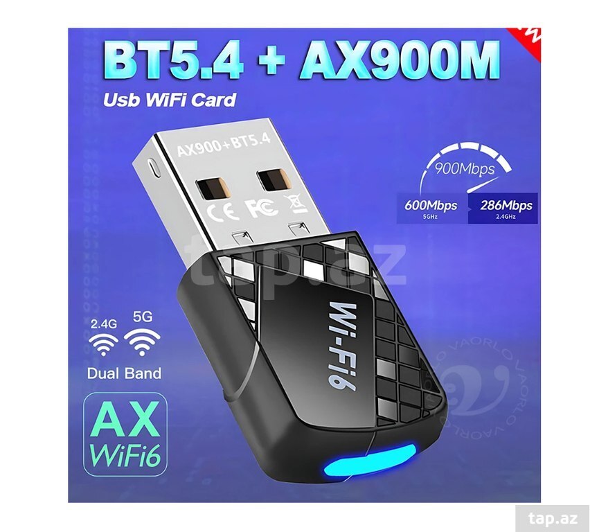 "USB Wi-Fi 6 900Mbps" bluetooth adapteri (3)