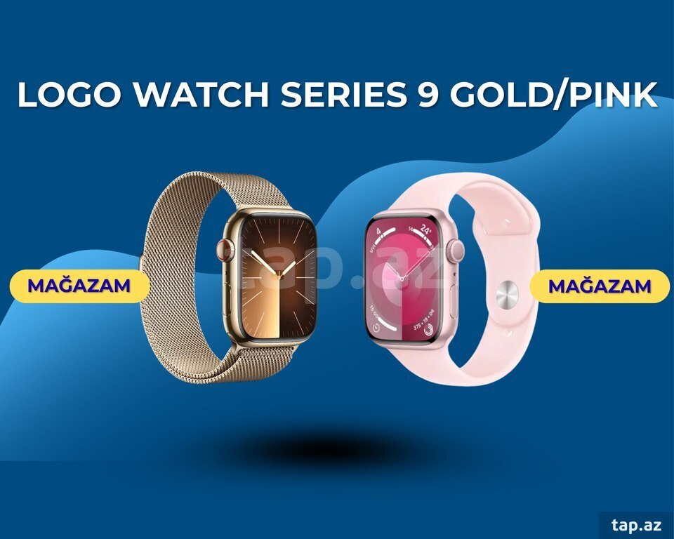 Logo watch Series 9 gold/pink