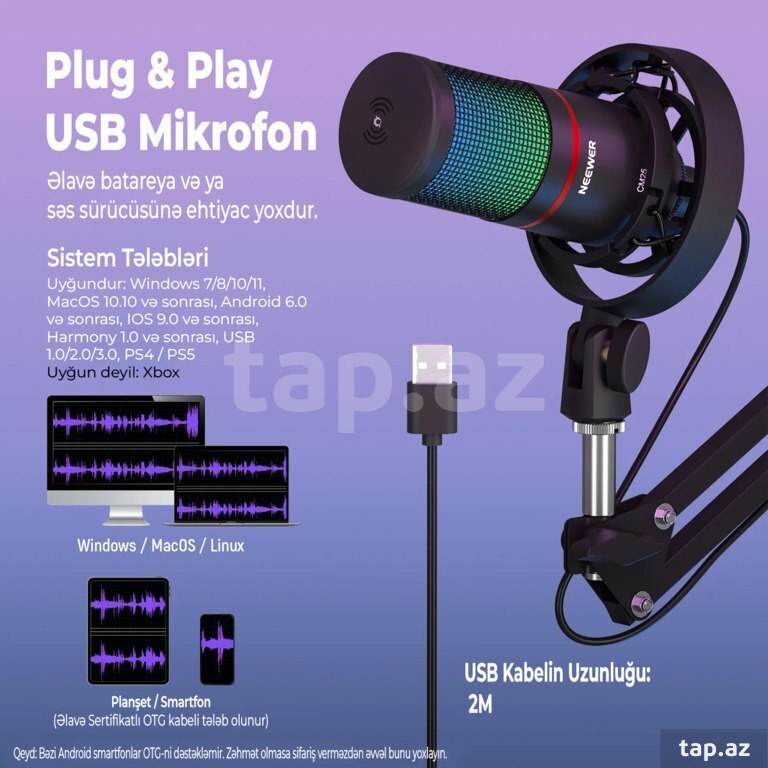 Neewer RGB USB Mikrofon 4lü Set (5)