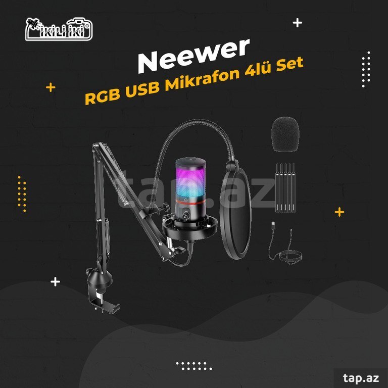 Neewer RGB USB Mikrofon 4lü Set