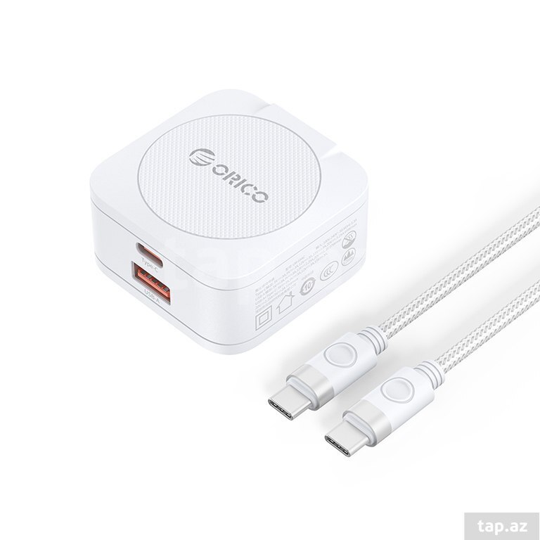 PD Charger ORICO-OR-65AC-C-EU-WH-EP 65W USB C Charger, GaN Travel Charger, Fast Charging, Dual Port  (2)