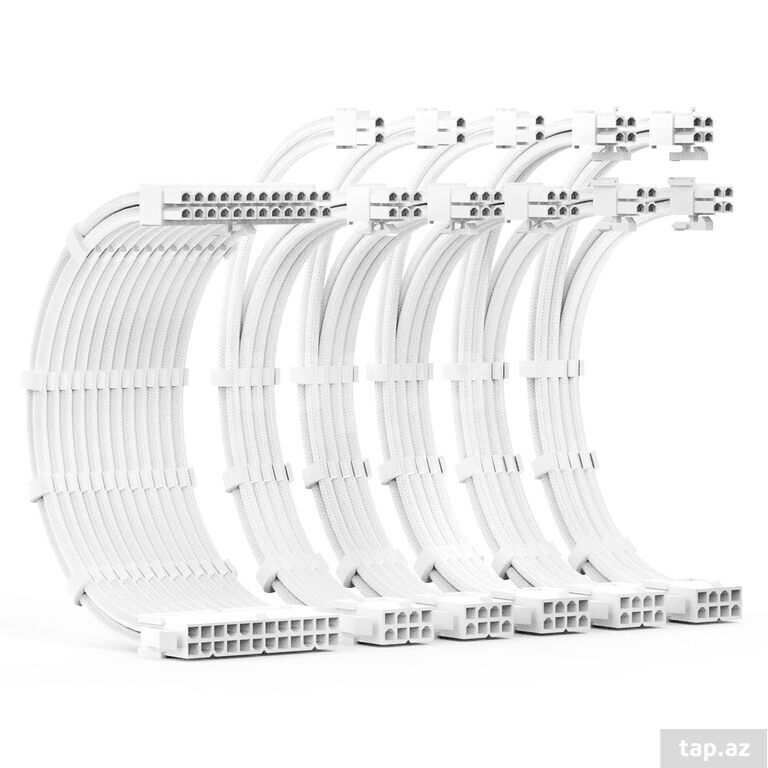 PSU Extension Cable Kit Solid Color Cable Solid Combo ATX 24Pin PCI-E 8Pin CPU 8Pin. (4)