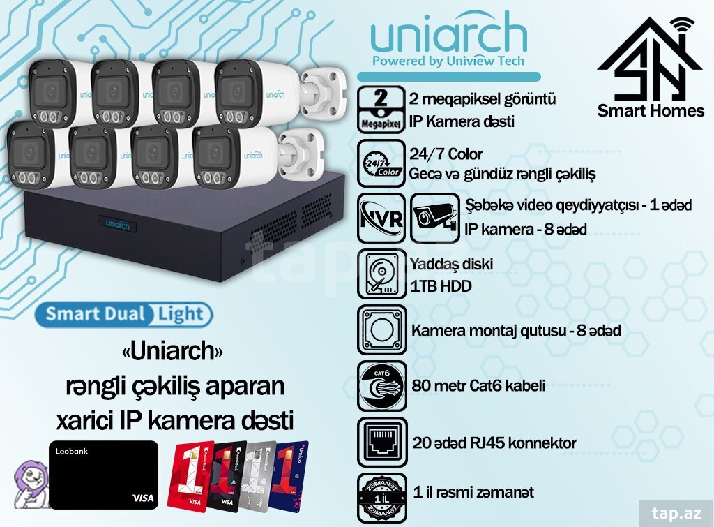 UNV Uniarch səkkizli IP kamera dəsti