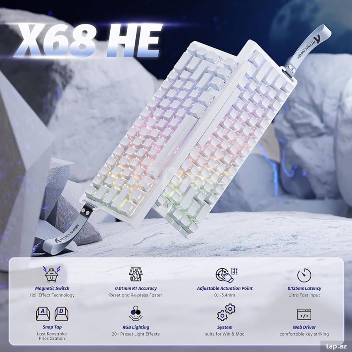 "Attack Shark X68 HE" oyuncu klaviaturası (3)