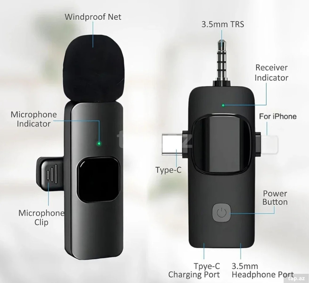 Wireless cüt yaxa mikrofonu 4in1 (3)