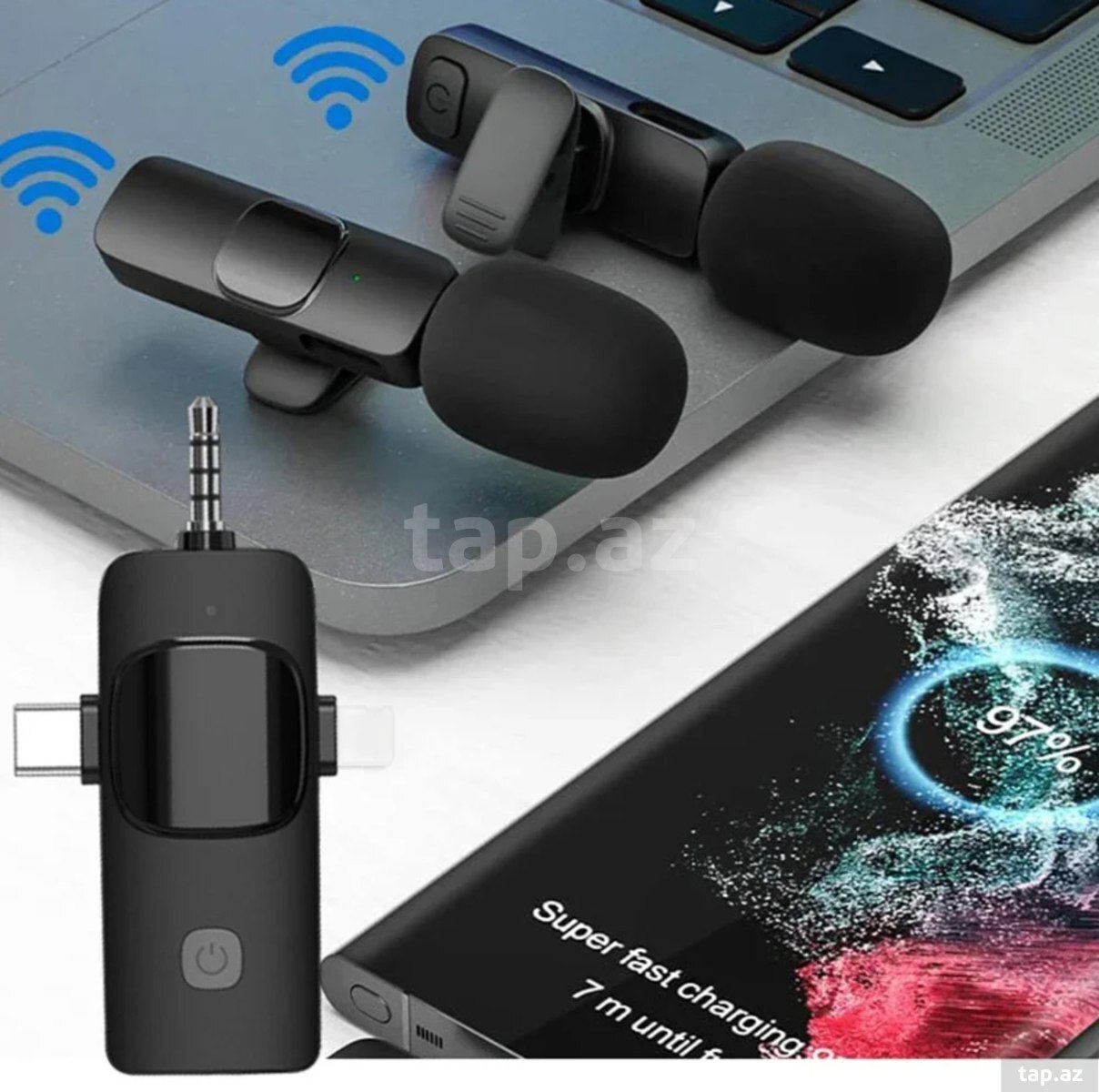 Wireless cüt yaxa mikrofonu 4in1 (2)