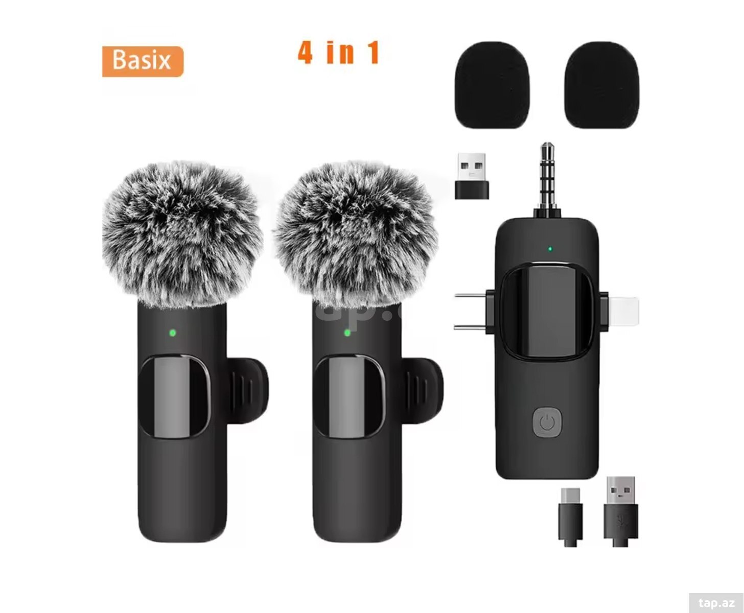 Wireless cüt yaxa mikrofonu 4in1