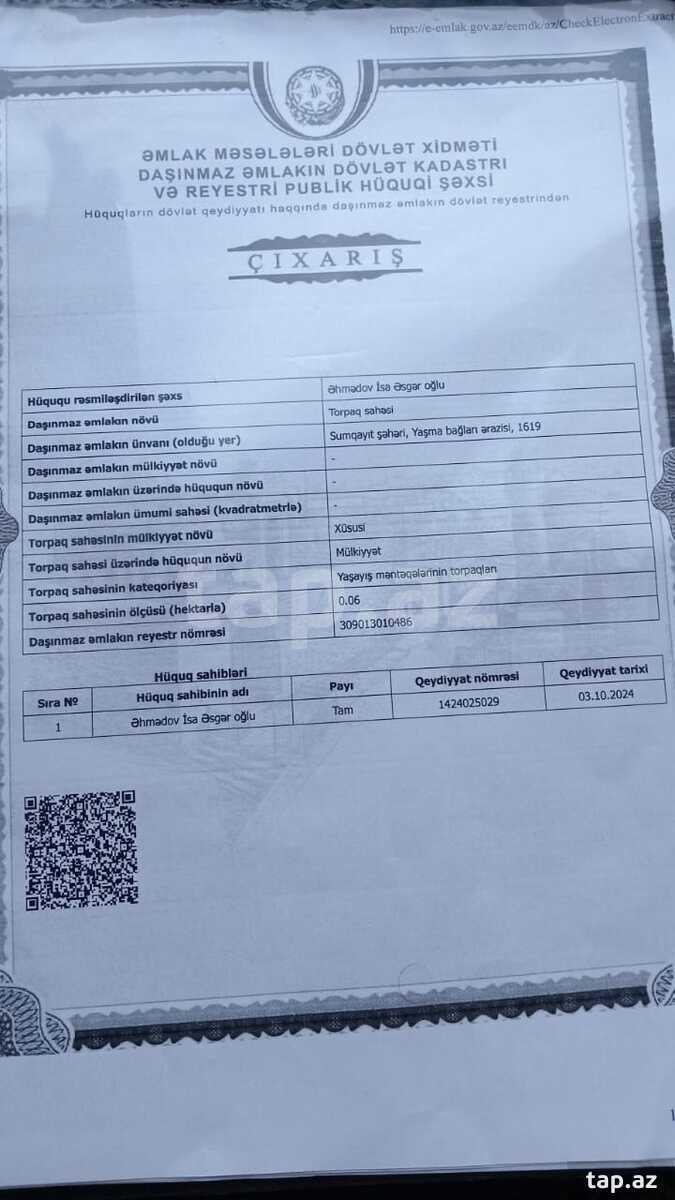 6 sot torpaq sahəsi, Yaşma bağları (10)