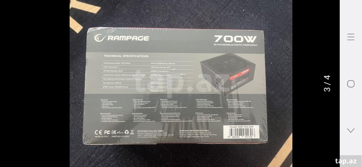 Qida bloku "RAMPAGE 700W+80BRONZE" (3)