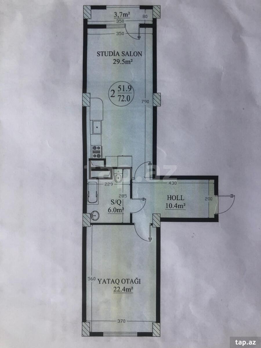 2-otaqlı yeni tikili, Bulvar küç., 72 m²