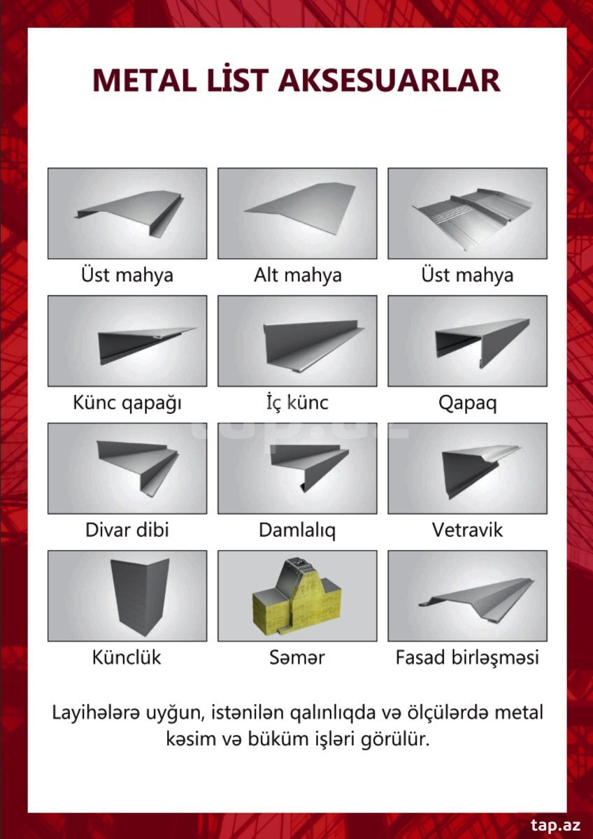 Sendviç panel aksesuarları 
