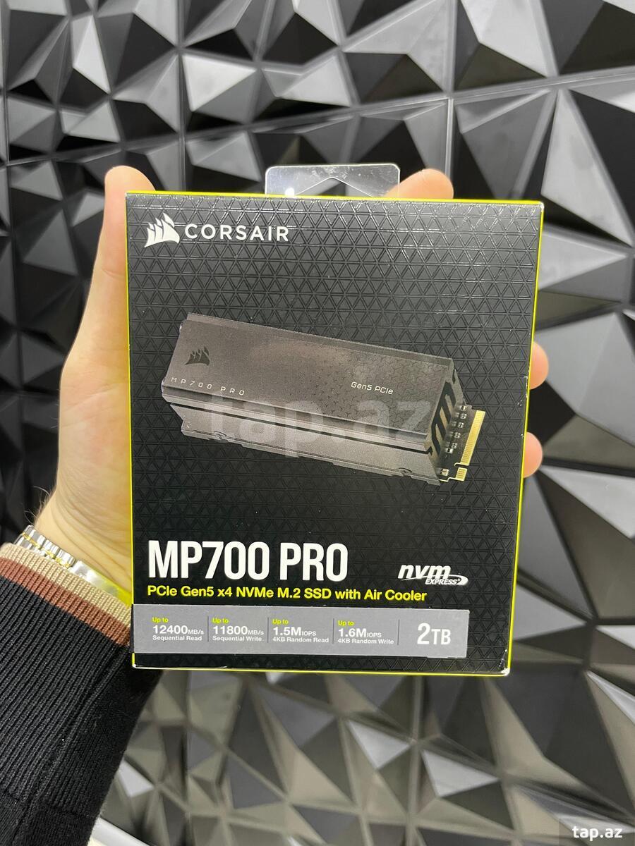 SSD "Corsair MP700 Pro + Air Cooler, 2TB NVMe 12400MB/san"