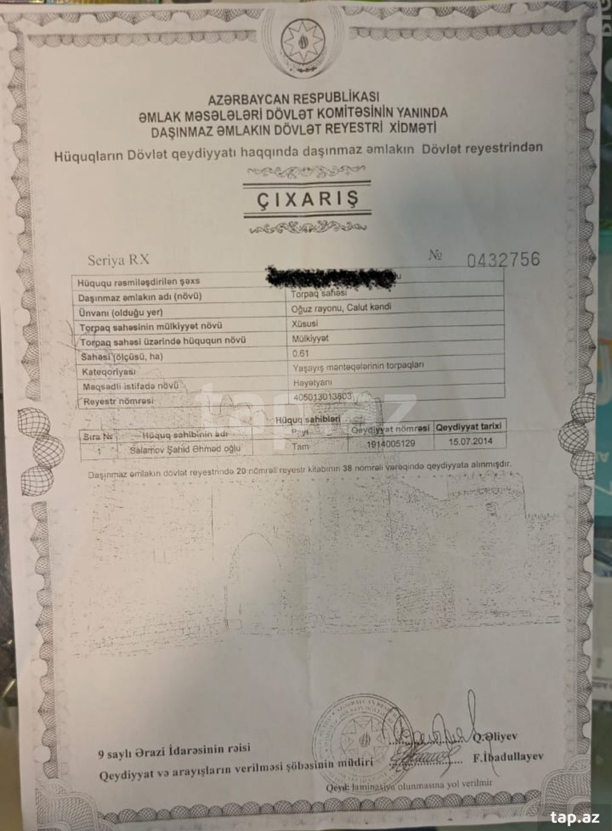 81 sot torpaq sahəsi, Oğuz r.