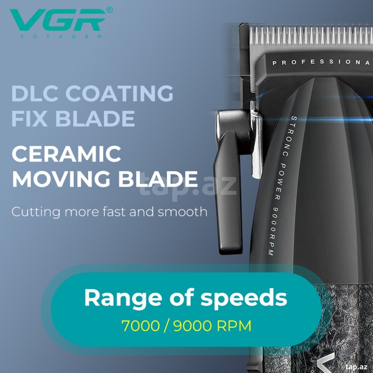 Professional təraş aparatı dəsti VGR 640 2500MAH 9000RPM Ceramic Blades Cord/Cordless (22)