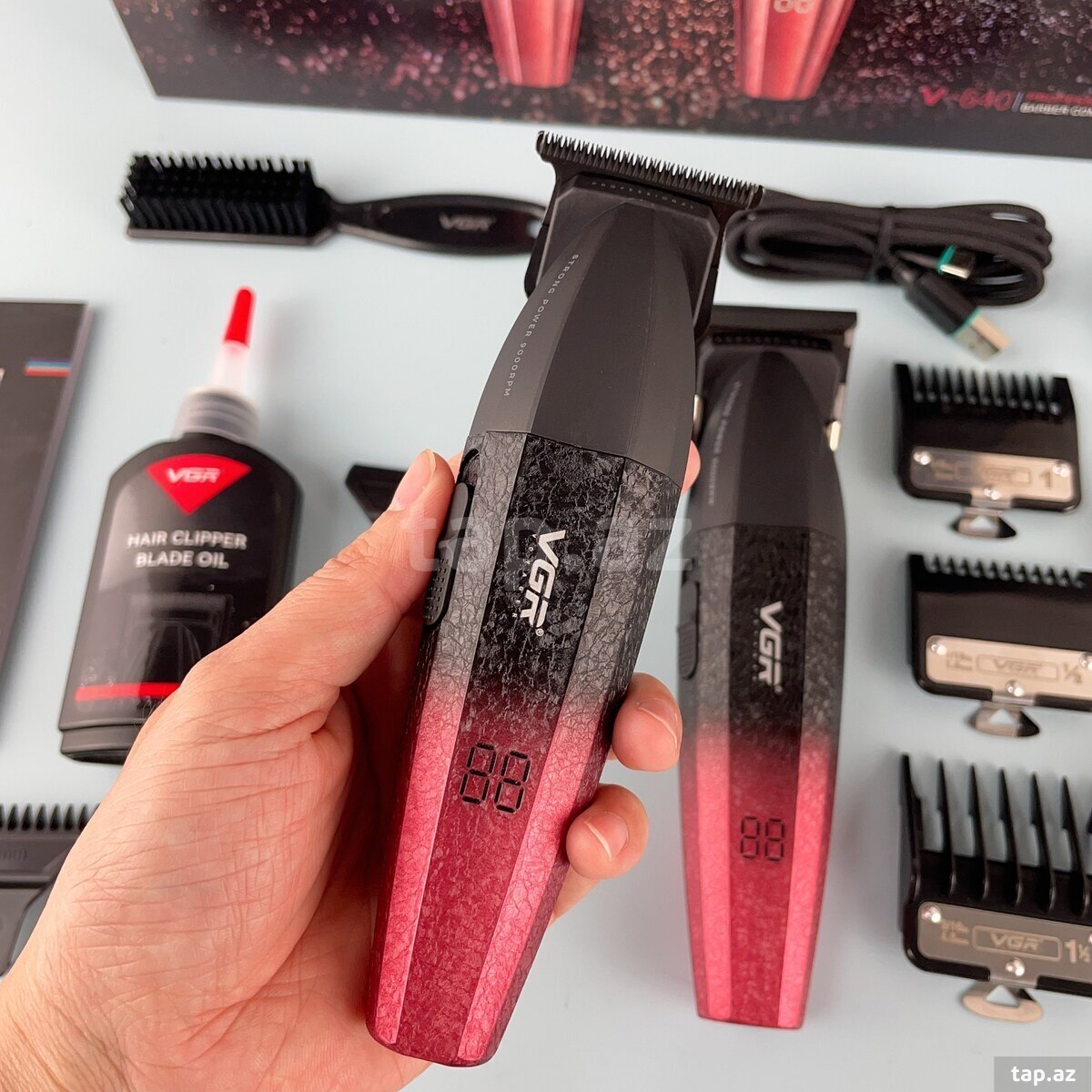 Professional təraş aparatı dəsti VGR 640 2500MAH 9000RPM Ceramic Blades Cord/Cordless (7)